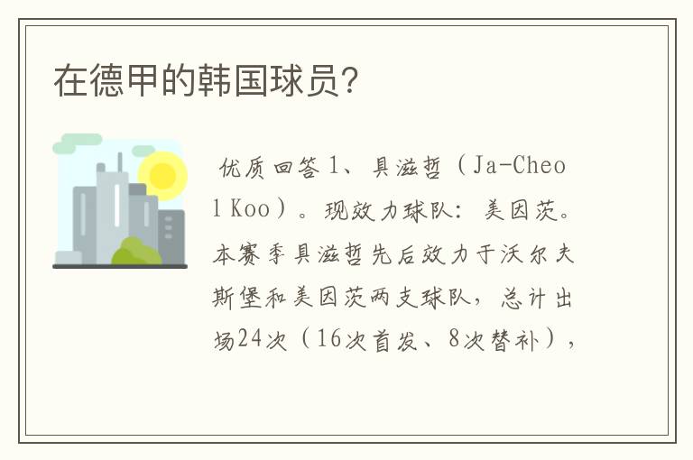 在德甲的韩国球员?