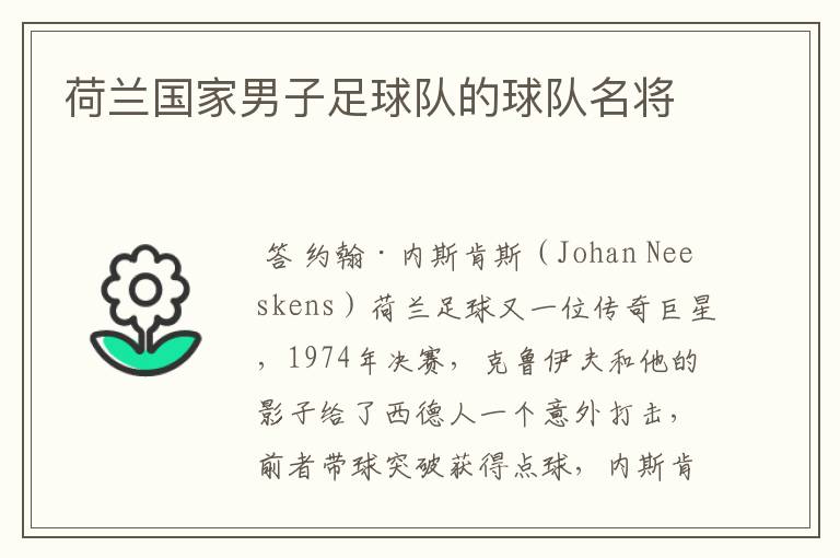 荷兰国家男子足球队的球队名将