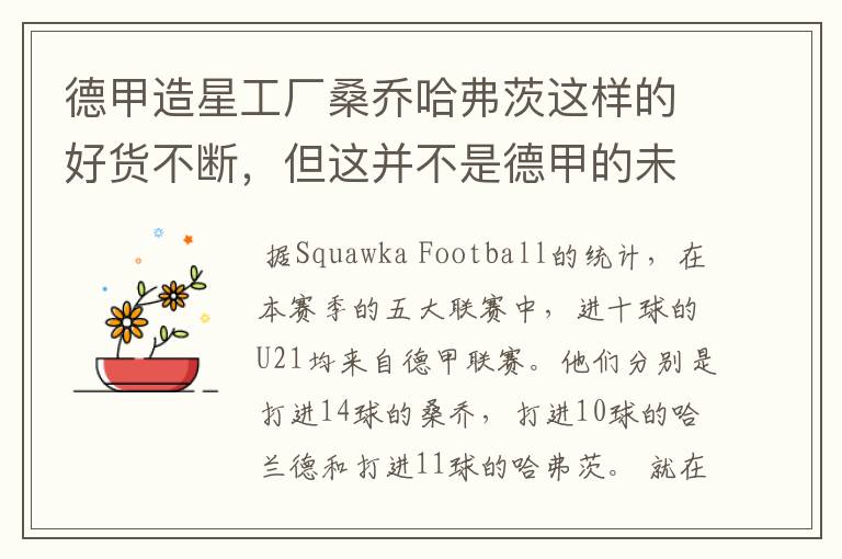 德甲造星工厂桑乔哈弗茨这样的好货不断,但这并不是德甲的未来
