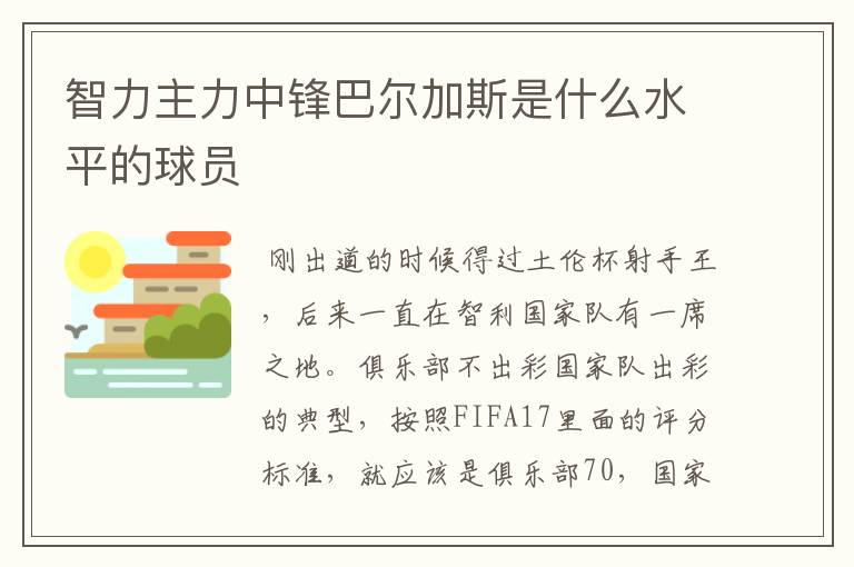 智力主力中锋巴尔加斯是什么水平的球员