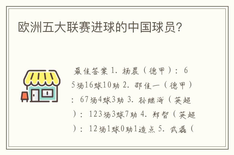 欧洲五大联赛进球的中国球员?