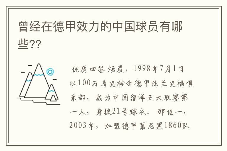曾经在德甲效力的中国球员有哪些??