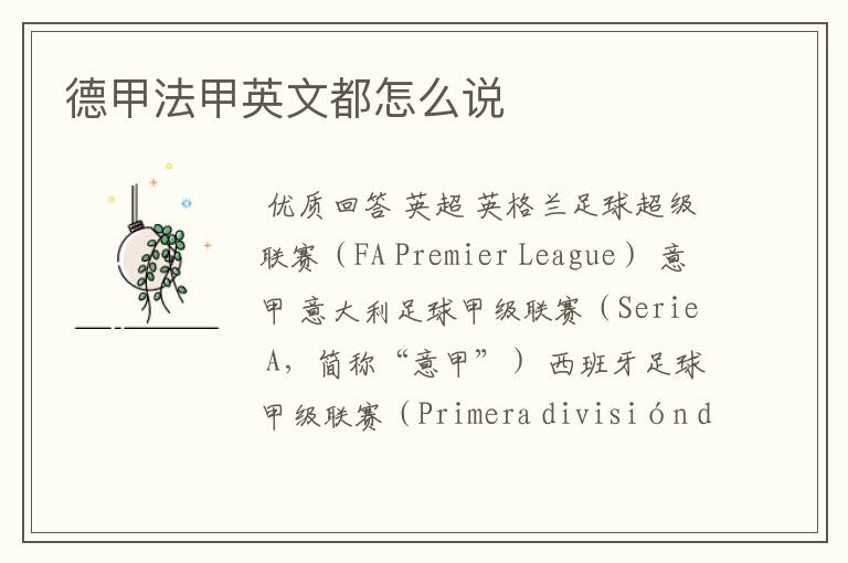 德甲法甲英文都怎么说