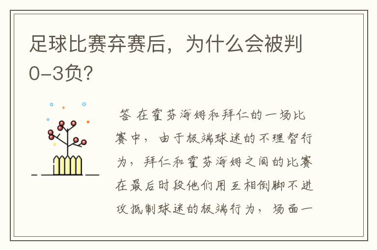 足球比赛弃赛后,为什么会被判0-3负?