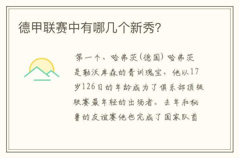 德甲联赛中有哪几个新秀?