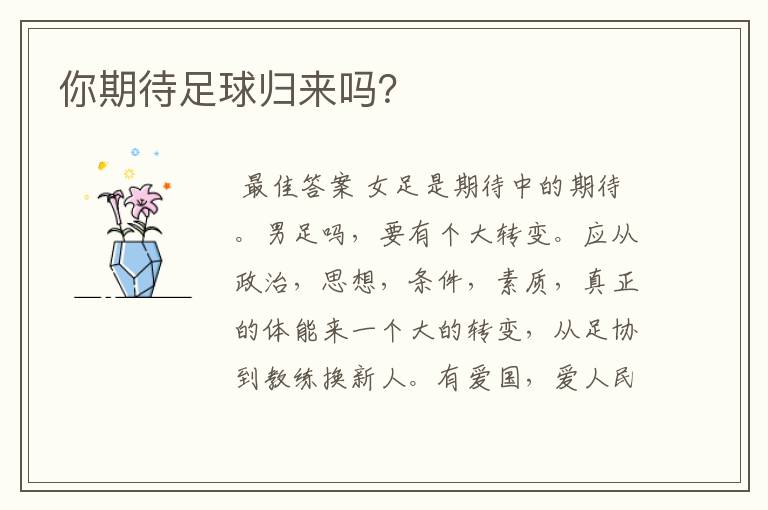 你期待足球归来吗?