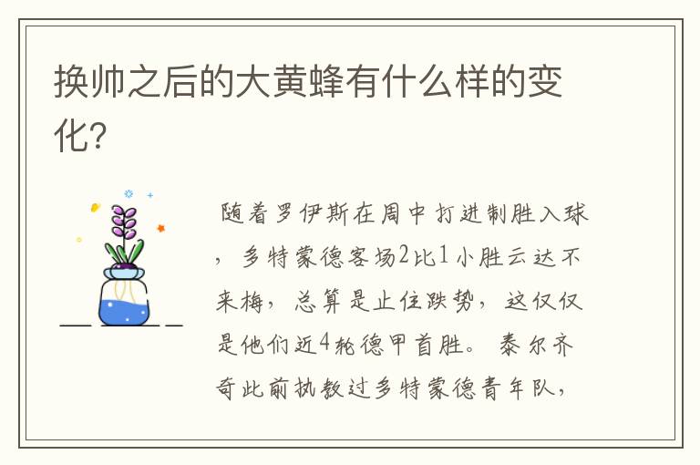换帅之后的大黄蜂有什么样的变化?