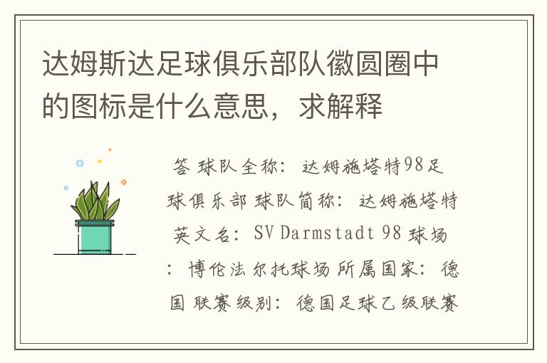 达姆斯达足球俱乐部队徽圆圈中的图标是什么意思,求解释