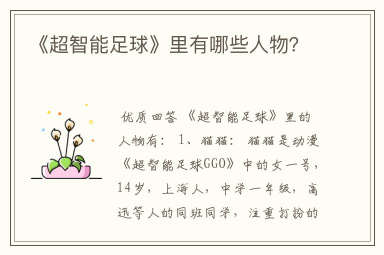 《超智能足球》里有哪些人物?