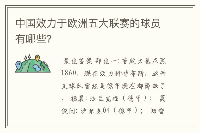 中国效力于欧洲五大联赛的球员有哪些?