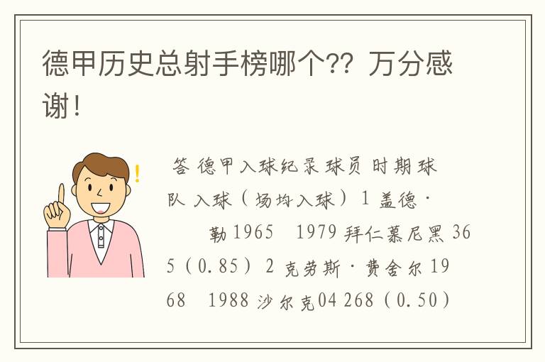 德甲历史总射手榜哪个??万分感谢!