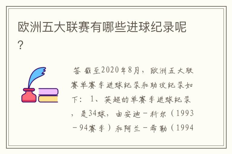 欧洲五大联赛有哪些进球纪录呢?
