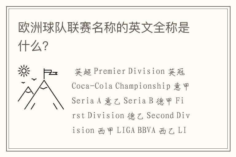 欧洲球队联赛名称的英文全称是什么?