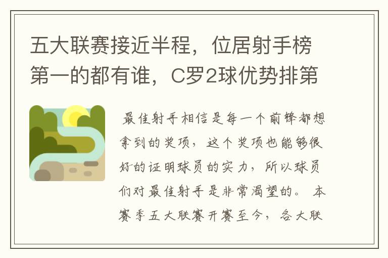 五大联赛接近半程,位居射手榜第一的都有谁,C罗2球优势排第一