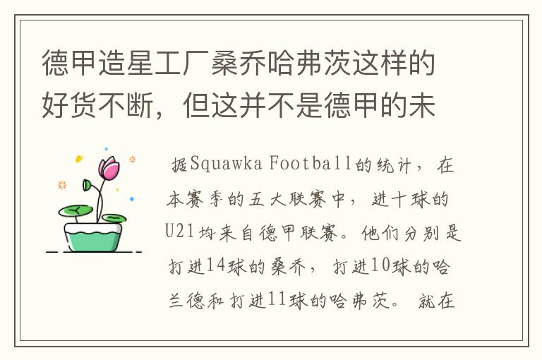 德甲造星工厂桑乔哈弗茨这样的好货不断,但这并不是德甲的未来
