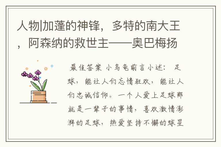 人物|加蓬的神锋,多特的南大王,阿森纳的救世主——奥巴梅扬!