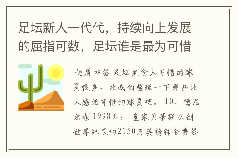 足坛新人一代代,持续向上发展的屈指可数,足坛谁是最为可惜的球员?