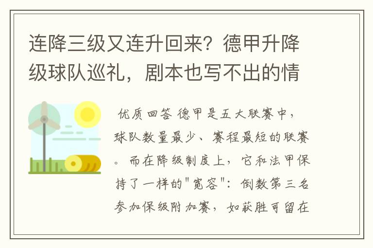 连降三级又连升回来?德甲升降级球队巡礼,剧本也写不出的情节