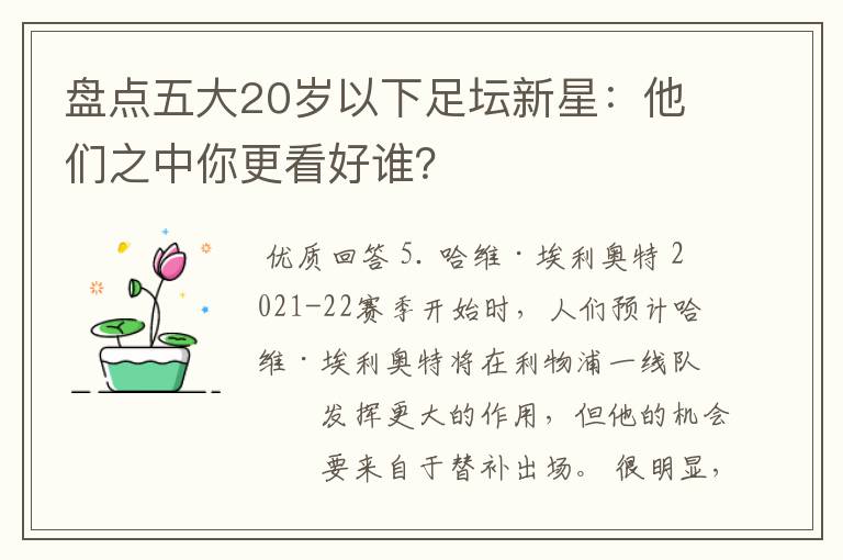 盘点五大20岁以下足坛新星:他们之中你更看好谁?