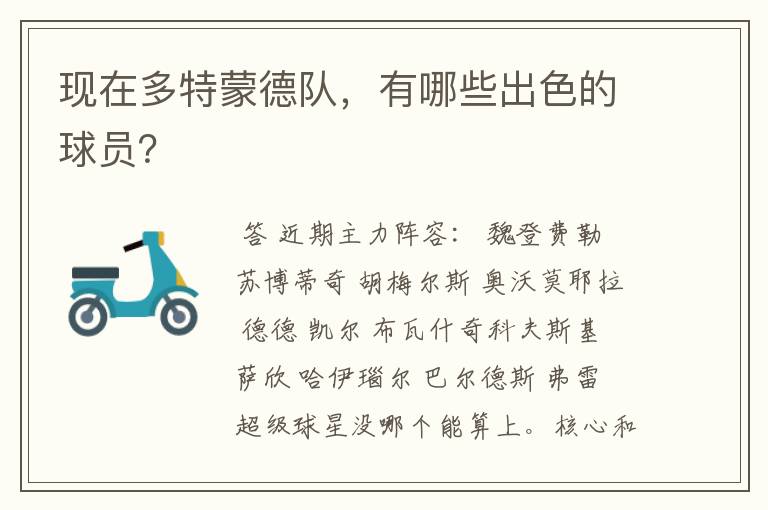现在多特蒙德队,有哪些出色的球员?