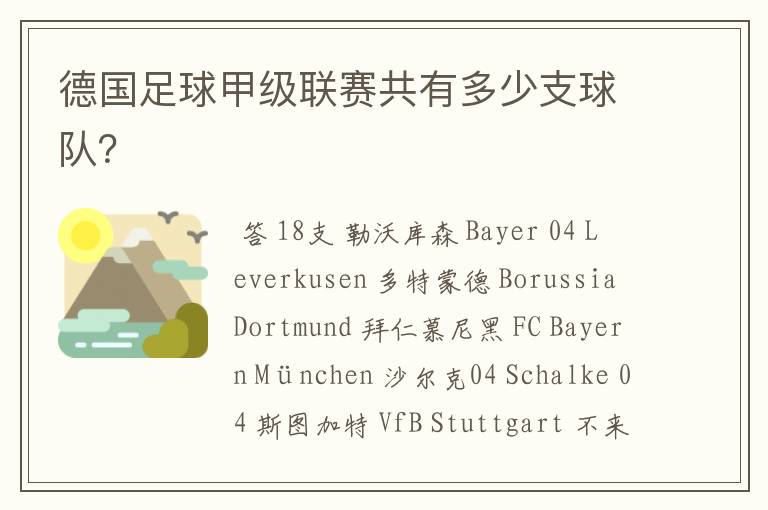 德国足球甲级联赛共有多少支球队?