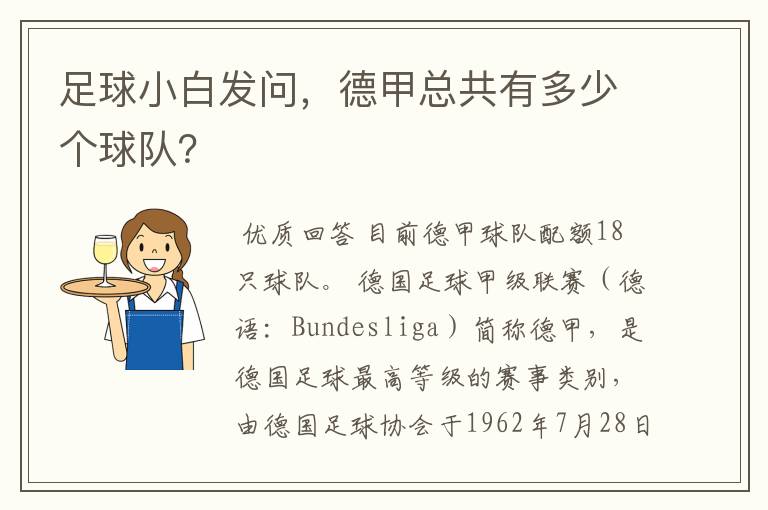 足球小白发问,德甲总共有多少个球队?