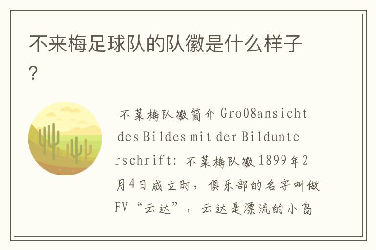 不来梅足球队的队徽是什么样子?