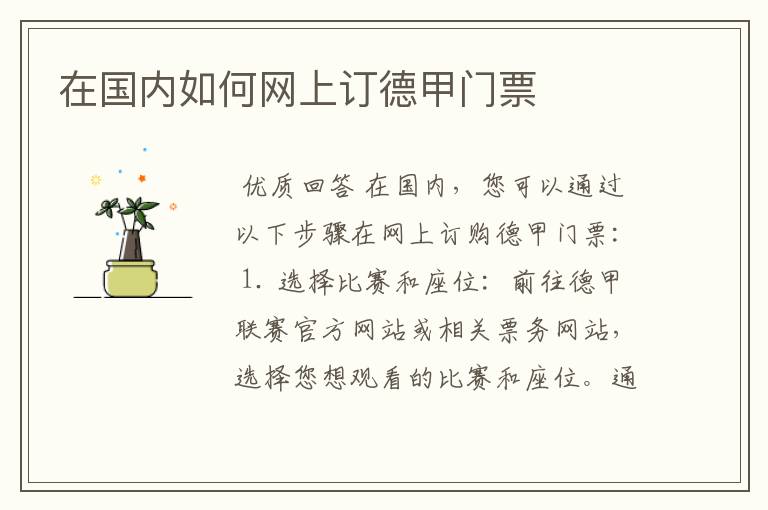 在国内如何网上订德甲门票