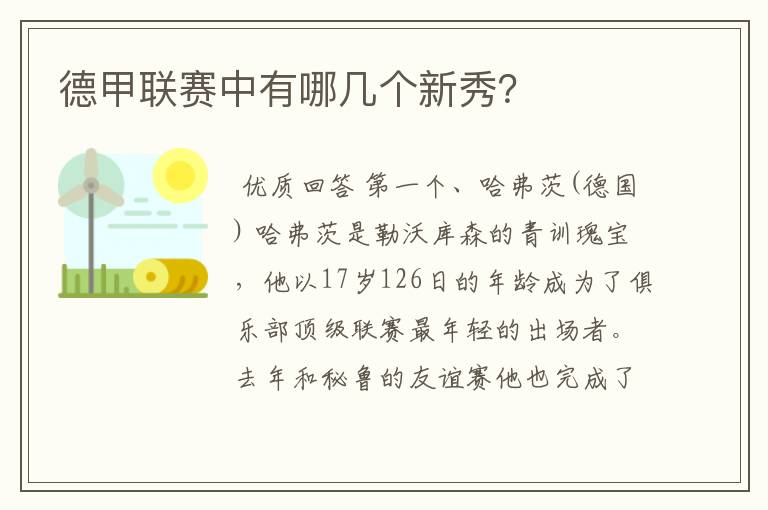 德甲联赛中有哪几个新秀?
