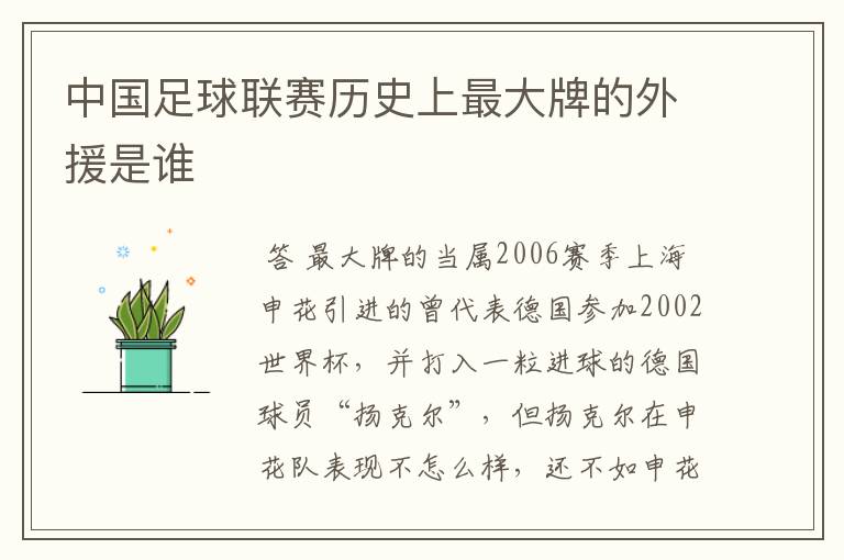 中国足球联赛历史上最大牌的外援是谁