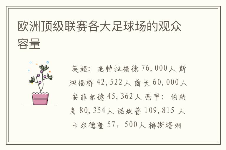 欧洲顶级联赛各大足球场的观众容量
