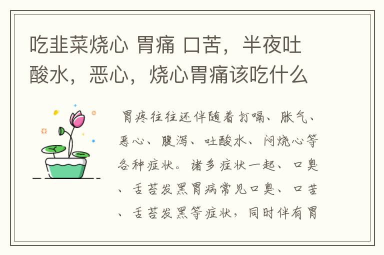 吃韭菜烧心 胃痛 口苦,半夜吐酸水,恶心,烧心胃痛该吃什么药?