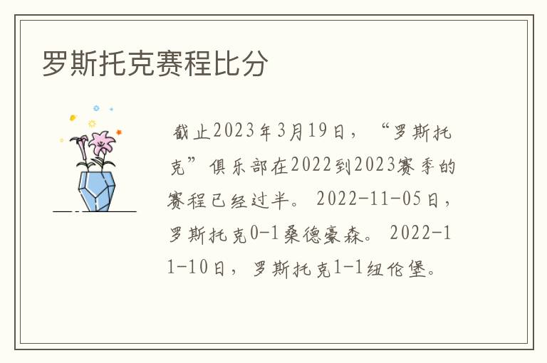 罗斯托克赛程比分