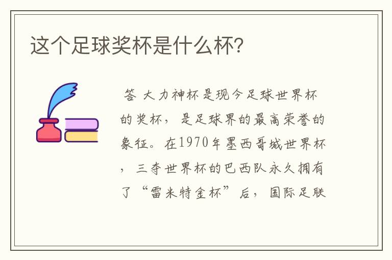 这个足球奖杯是什么杯?