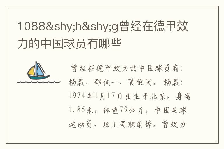 1088hg曾经在德甲效力的中国球员有哪些