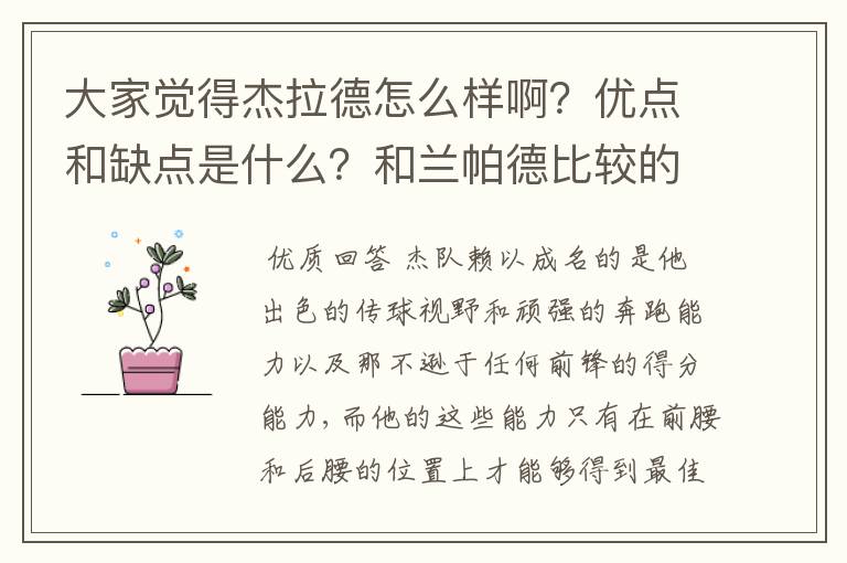 大家觉得杰拉德怎么样啊?优点和缺点是什么?和兰帕德比较的话谁在国家队的价值高一点