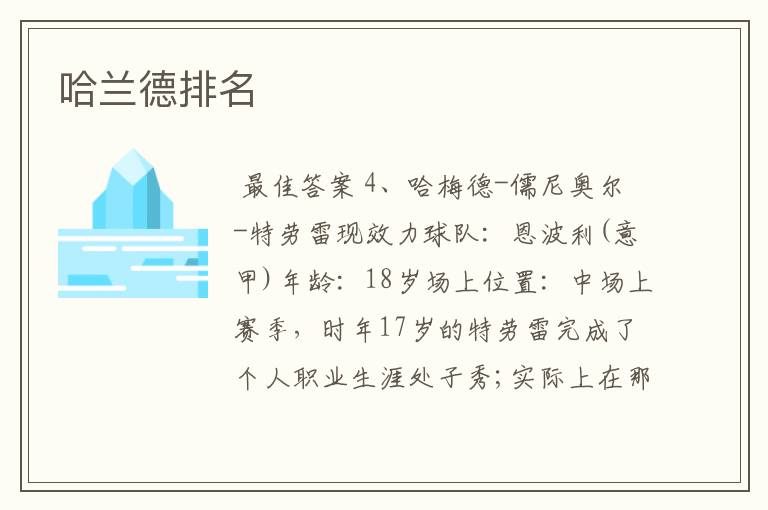 哈兰德排名