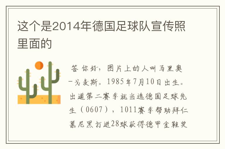 这个是2014年德国足球队宣传照里面的