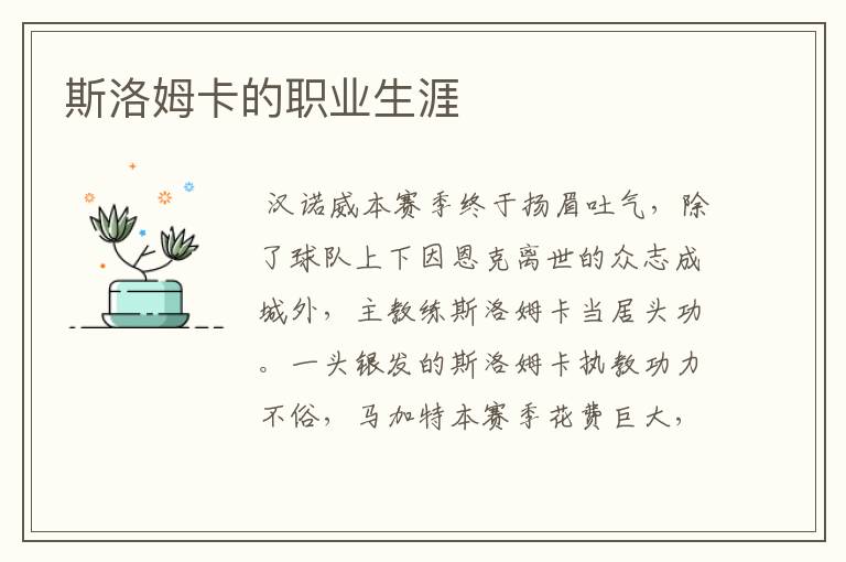 斯洛姆卡的职业生涯