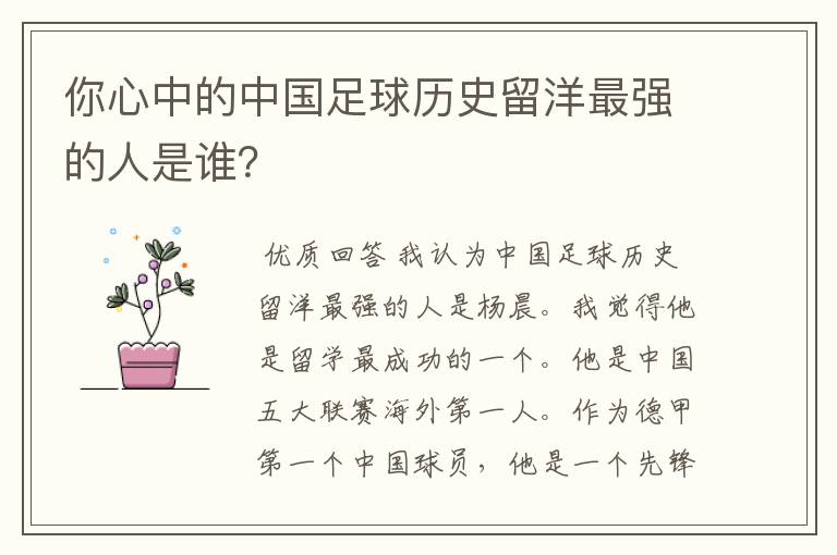 你心中的中国足球历史留洋最强的人是谁?