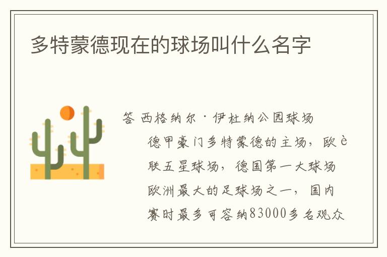 多特蒙德现在的球场叫什么名字