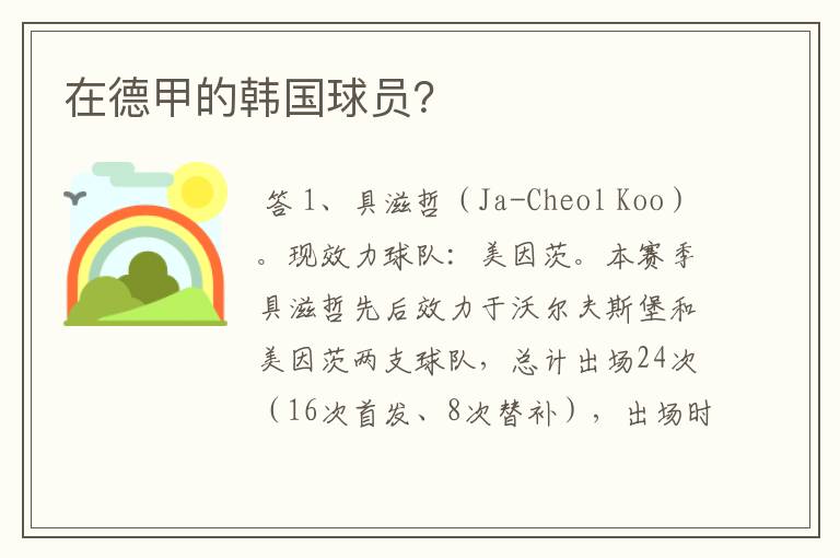 在德甲的韩国球员?