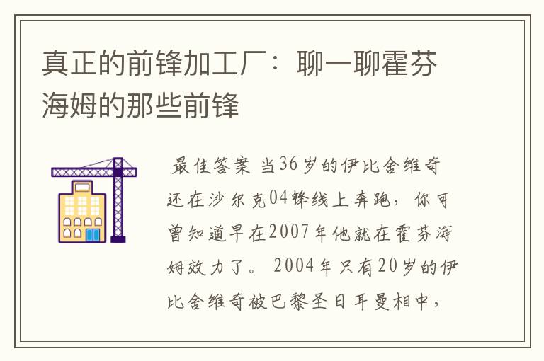 真正的前锋加工厂:聊一聊霍芬海姆的那些前锋