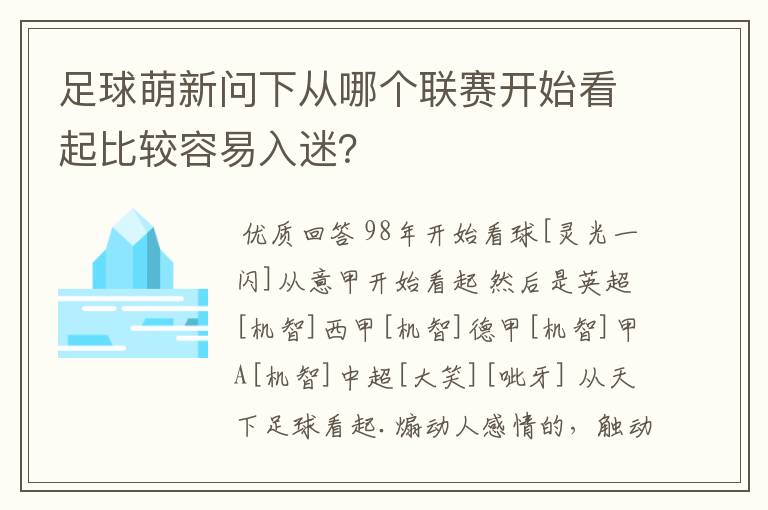 足球萌新问下从哪个联赛开始看起比较容易入迷?