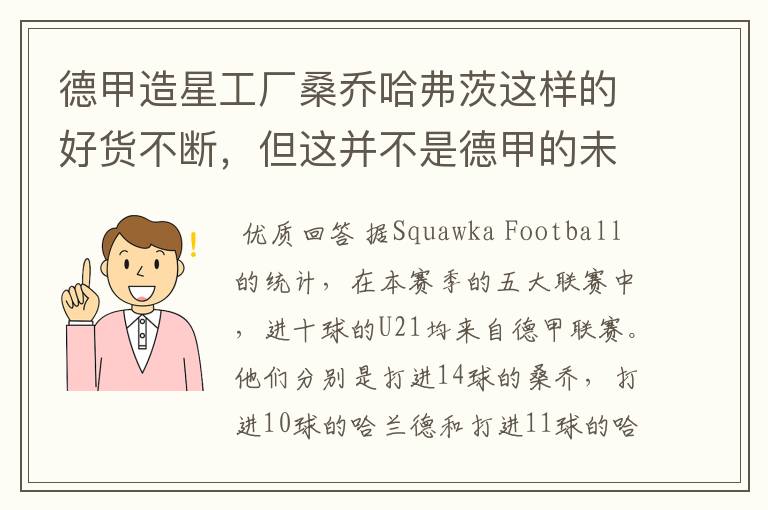 德甲造星工厂桑乔哈弗茨这样的好货不断,但这并不是德甲的未来