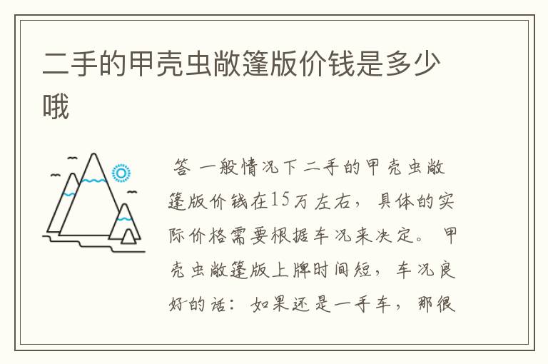 二手的甲壳虫敞篷版价钱是多少哦