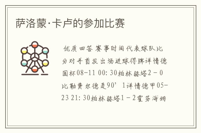 萨洛蒙·卡卢的参加比赛