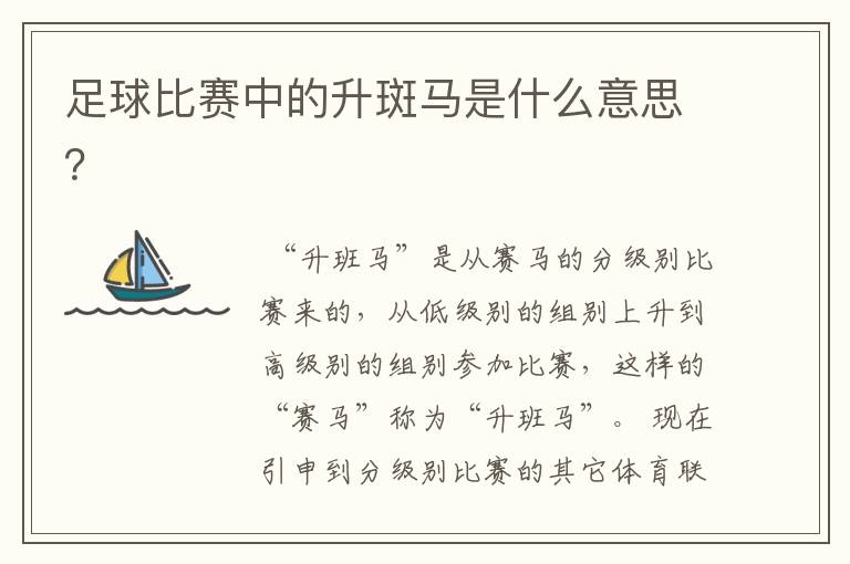 足球比赛中的升斑马是什么意思?