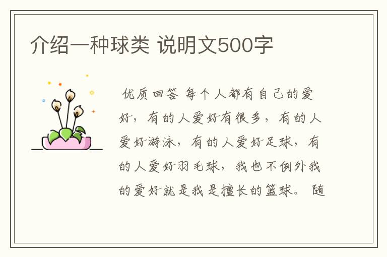 介绍一种球类 说明文500字