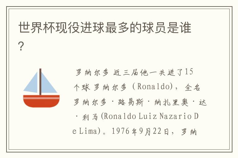 世界杯现役进球最多的球员是谁?